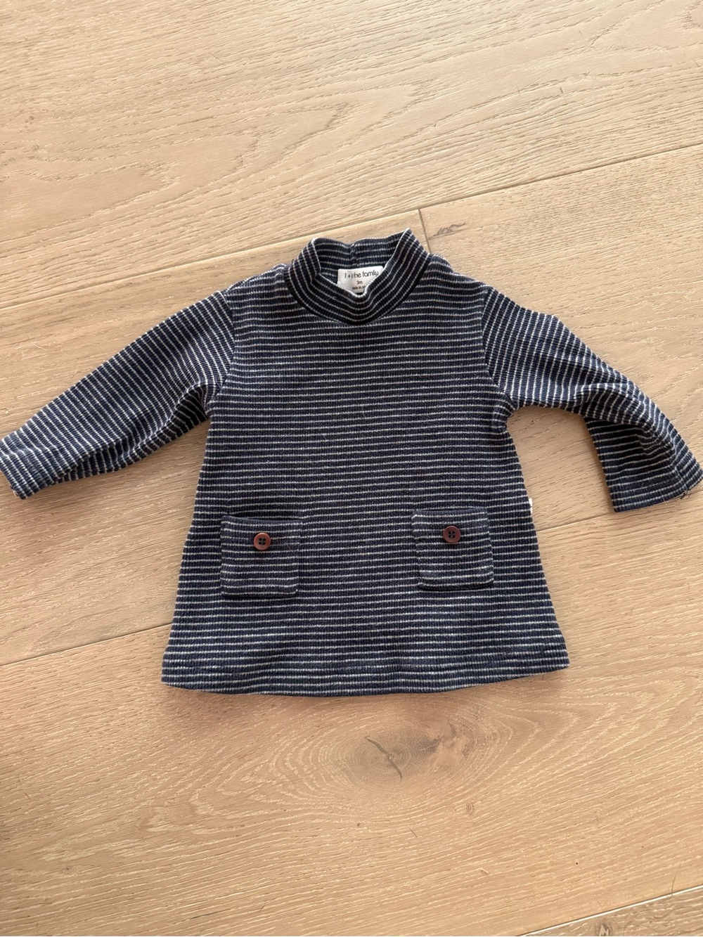 Striped Navy & White Mock Neck Kids Sweater Top Sz 3M